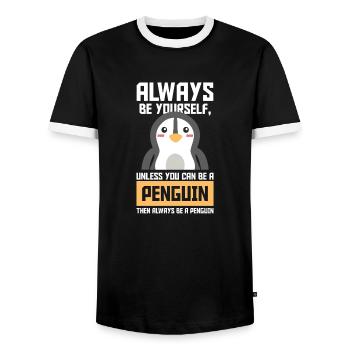 Toujours être un pingouin cadeau oiseau animal mignon - T-shirt contrasté Homme - noir/blanc - Devant - AI Model Female 172 light (172cm) & AI Model Male 178 light (178cm)