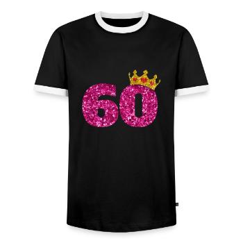 Glitter 1960 60 Jahre Geburtstag Pailletten Krone - Männer Kontrast-T-Shirt - Schwarz/Weiß - Vorne - AI Model Female 172 light (172cm) & AI Model Male 178 light (178cm)