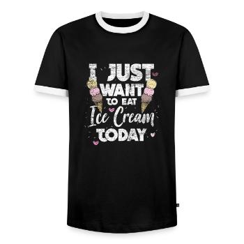 Ice cream ice cream delicious vintage waffle food gift - Men's Ringer Shirt - black/white - Front - AI Model Female 172 light (172cm) & AI Model Male 178 light (178cm)