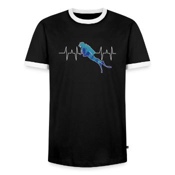 Tauchen - Taucher - Scuba Diving - Herzschlag - Männer Kontrast-T-Shirt - Schwarz/Weiß - Vorne - AI Model Female 172 light (172cm) & AI Model Male 178 light (178cm)
