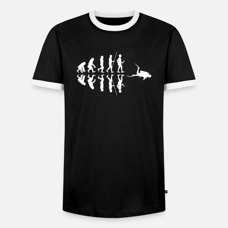 Tauchen - Taucher - Scuba Diving - Evolution - Männer Kontrast-T-Shirt - Schwarz/Weiß