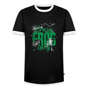 Frog lady Crazy daughter princess girl - Men's Ringer Shirt - black/white - Front - AI Model Female 172 light (172cm) & AI Model Male 178 light (178cm)