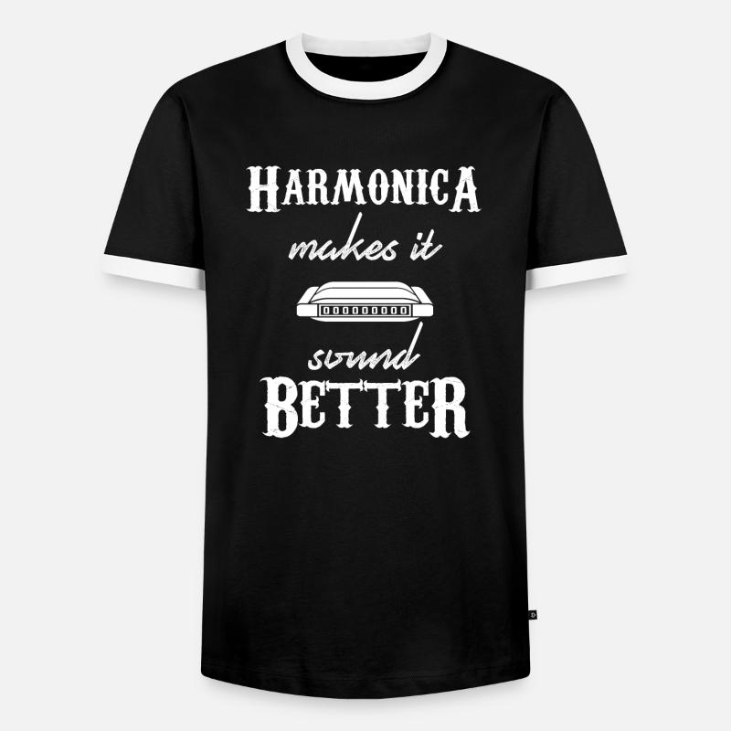 harmonica - harmonica player - harmonica - Men's Ringer Shirt - black/white