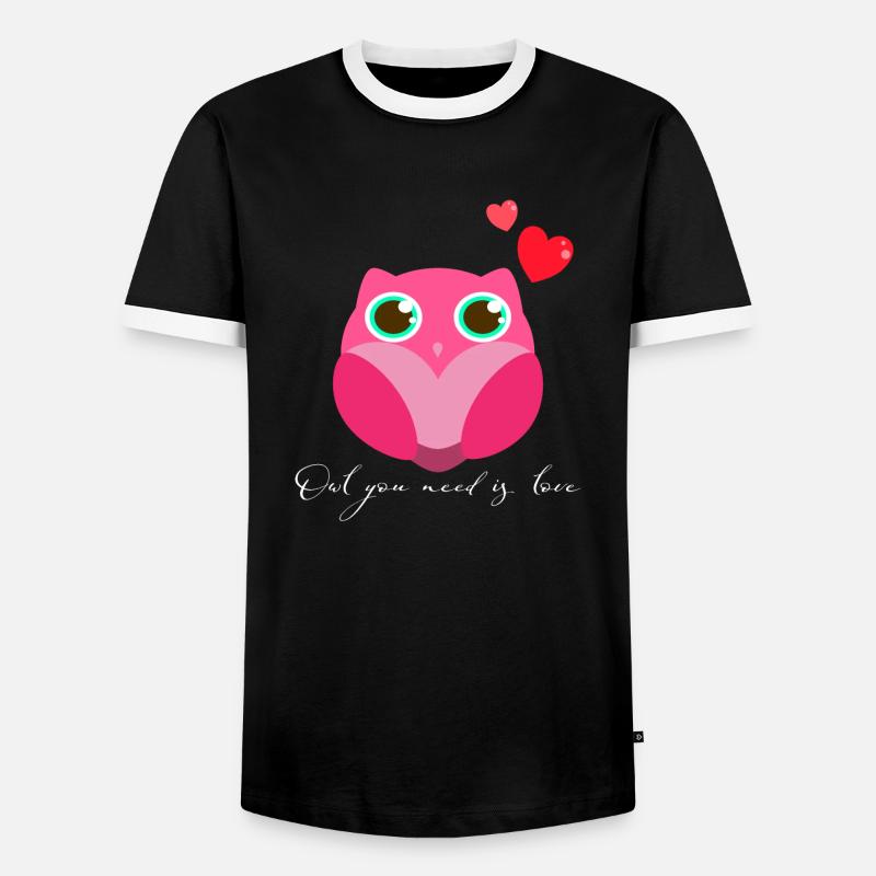 Eule Uhu - Männer Kontrast-T-Shirt - Schwarz/Weiß