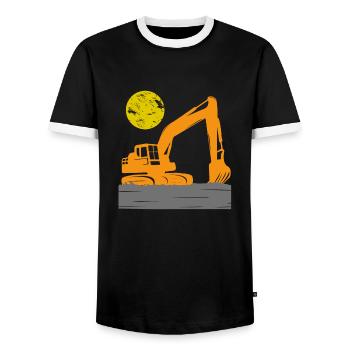 Bagger Bauarbeiter Baustelle Baggern Kinder - Männer Kontrast-T-Shirt - Schwarz/Weiß - Vorne - AI Model Female 172 light (172cm) & AI Model Male 178 light (178cm)