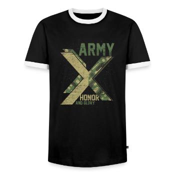 Soldat - T-shirt contrasté Homme - noir/blanc - Devant - AI Model Female 172 light (172cm) & AI Model Male 178 light (178cm)