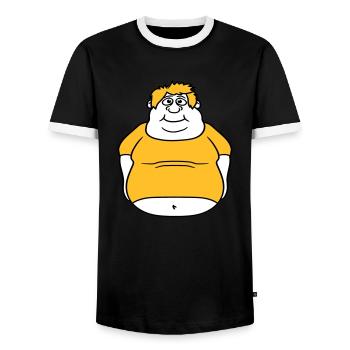 kreis ball mann fett dick clipart comic cartoon lu - Männer Kontrast-T-Shirt - Schwarz/Weiß - Vorne - AI Model Female 172 light (172cm) & AI Model Male 178 light (178cm)