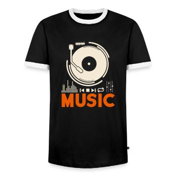 Musique Music Record Lecteur DJ cadeau - T-shirt contrasté Homme - noir/blanc - Devant - AI Model Female 172 light (172cm) & AI Model Male 178 light (178cm)
