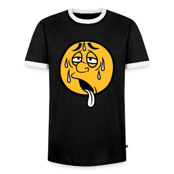 cercle de dessin animé visage dessin animé rond soleil épuisé - T-shirt contrasté Homme - noir/blanc - Devant - AI Model Female 172 light (172cm) & AI Model Male 178 light (178cm)