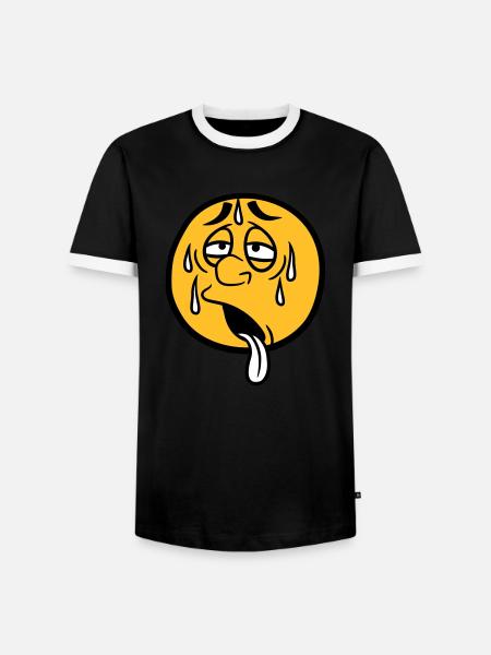 gesicht comic cartoon kreis rund erschoepft sonne - Männer Kontrast-T-Shirt - Schwarz/Weiß