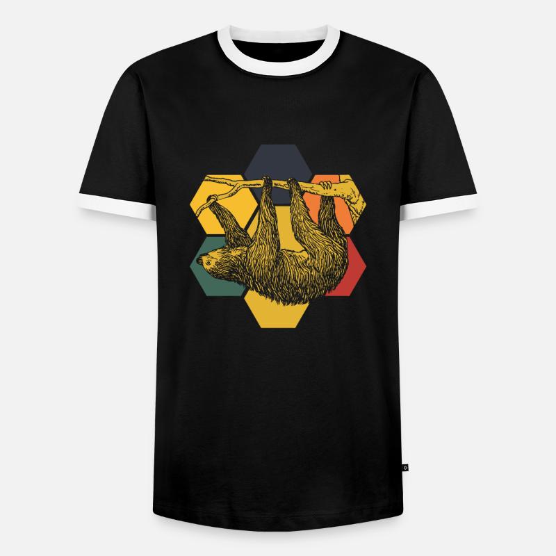 Faultier - Männer Kontrast-T-Shirt - Schwarz/Weiß