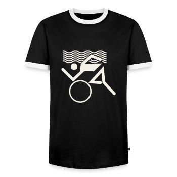 Swim Bike Run - Männer Kontrast-T-Shirt - Schwarz/Weiß - Vorne - AI Model Female 172 light (172cm) & AI Model Male 178 light (178cm)