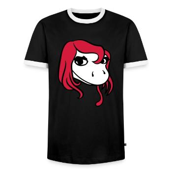 kopf gesicht weiblich frau huebsch girl maedchen s - Männer Kontrast-T-Shirt - Schwarz/Weiß - Vorne - AI Model Female 172 light (172cm) & AI Model Male 178 light (178cm)