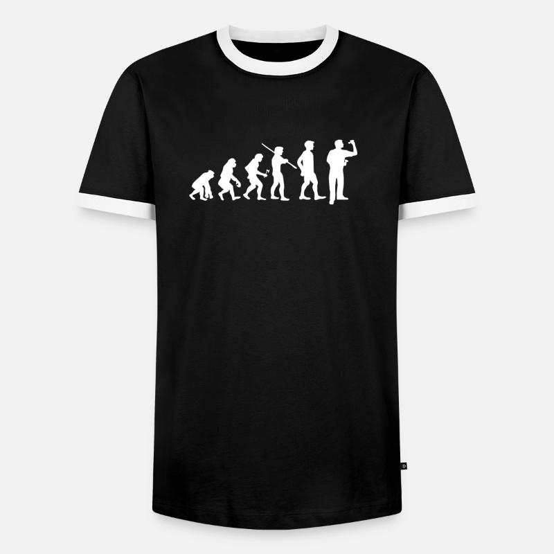 Menschliche Evolution Dart Player - Männer Kontrast-T-Shirt - Schwarz/Weiß