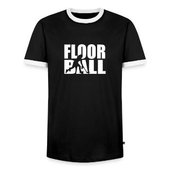 Floorball - Männer Kontrast-T-Shirt - Schwarz/Weiß - Vorne - AI Model Female 172 light (172cm) & AI Model Male 178 light (178cm)