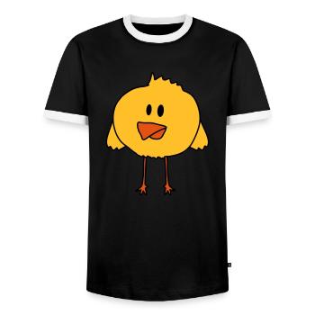 Cute Chick Bird - Men's Ringer Shirt - black/white - Front - AI Model Female 172 light (172cm) & AI Model Male 178 light (178cm)