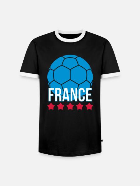 France Handball - Männer Kontrast-T-Shirt - Schwarz/Weiß