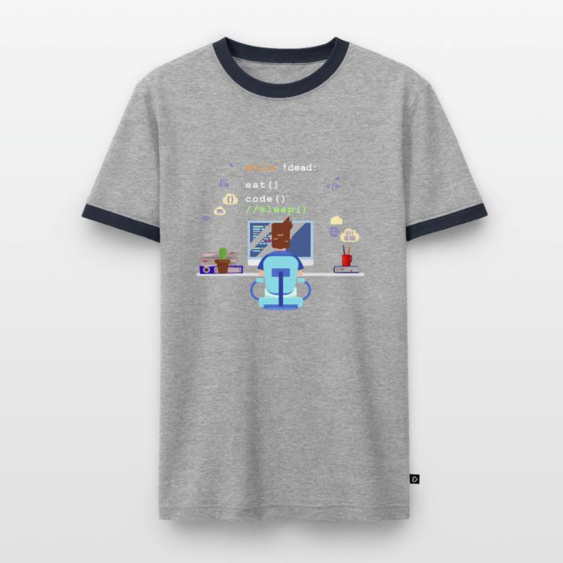 Eat Sleep Code Programmation informatique T-shirt contrasté Homme