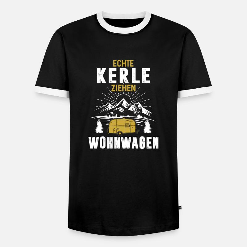 Real guys pull caravans - Men's Ringer Shirt - black/white