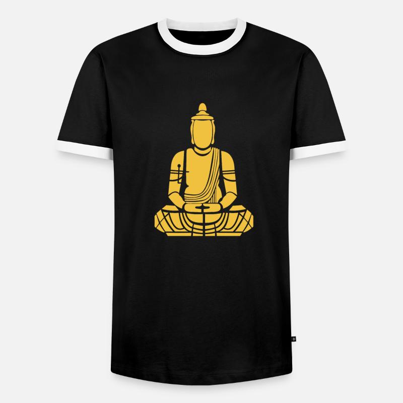 Mediations buddha sitzend - Männer Kontrast-T-Shirt - Schwarz/Weiß