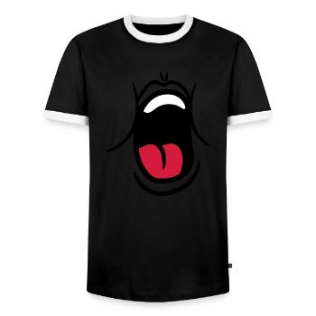 hunger essen witzig gaehnen schreien mund muede br - Männer Kontrast-T-Shirt - Schwarz/Weiß - Vorne - AI Model Female 172 light (172cm) & AI Model Male 178 light (178cm)