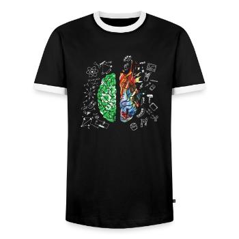 Brain Science Neurology Gift Design Art Idea print - Men's Ringer Shirt - black/white - Front - AI Model Female 172 light (172cm) & AI Model Male 178 light (178cm)