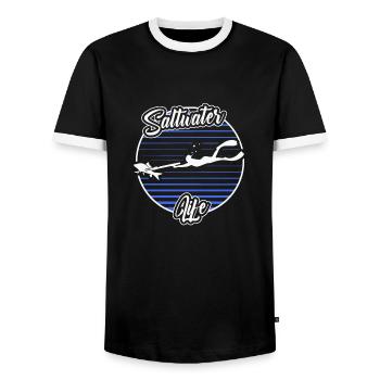 Spearfishing Saltwater Life Freediving Fishing - Männer Kontrast-T-Shirt - Schwarz/Weiß - Vorne - AI Model Female 172 light (172cm) & AI Model Male 178 light (178cm)
