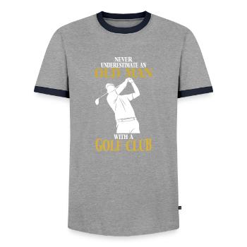 Chemise de golfeur - T-shirt contrasté Homme - gris/marine  - Devant - AI Model Female 172 light (172cm) & AI Model Male 178 light (178cm)