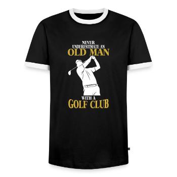 Chemise de golfeur - T-shirt contrasté Homme - noir/blanc - Devant - AI Model Female 172 light (172cm) & AI Model Male 178 light (178cm)