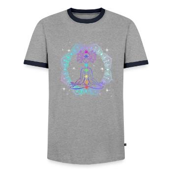 Reiki Meister Spirituell Chakra Heilung Geschenk - Männer Kontrast-T-Shirt - Grau/Navy  - Vorne - AI Model Female 172 light (172cm) & AI Model Male 178 light (178cm)