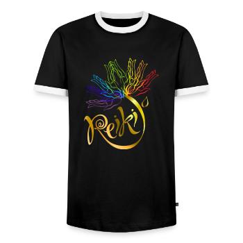 Reiki Meister Spirituell Chakra Heilung Geschenk - Männer Kontrast-T-Shirt - Schwarz/Weiß - Vorne - AI Model Female 172 light (172cm) & AI Model Male 178 light (178cm)