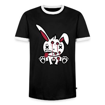tot tod erschossen mord blut horror halloween böse - Männer Kontrast-T-Shirt - Schwarz/Weiß - Vorne - AI Model Female 172 light (172cm) & AI Model Male 178 light (178cm)