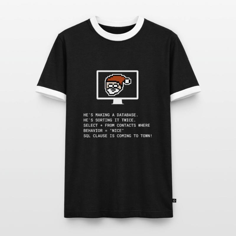 Weihnachten SQL Clause Programmierer IT Geschenk Männer Kontrast-T-Shirt