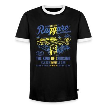 Raggare Schweden Cruising King T Shirt Design - Männer Kontrast-T-Shirt - Schwarz/Weiß - Vorne - AI Model Female 172 light (172cm) & AI Model Male 178 light (178cm)