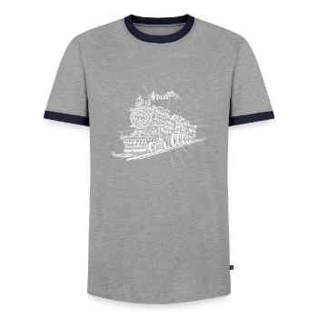 Train de musique - T-shirt contrasté Homme - gris/marine  - Devant - AI Model Female 172 light (172cm) & AI Model Male 178 light (178cm)