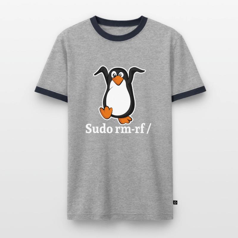 Tux Linux Penguin Sudo Rm Rf | Computer Geek Hack Men's Ringer Shirt