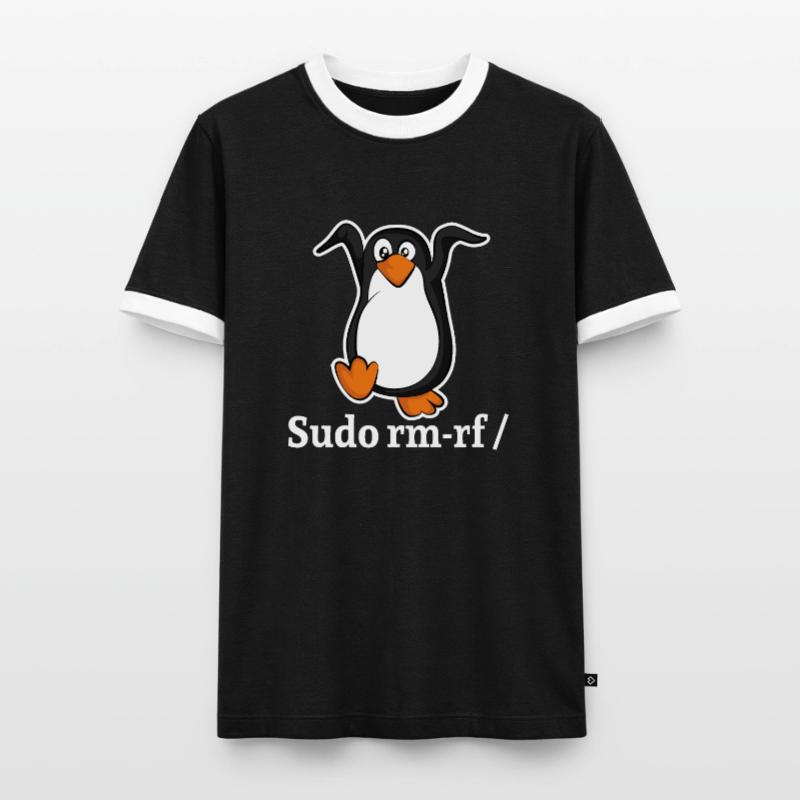 Tux Linux Pinguin Sudo Rm Rf | Computerfreak Hack Männer Kontrast-T-Shirt