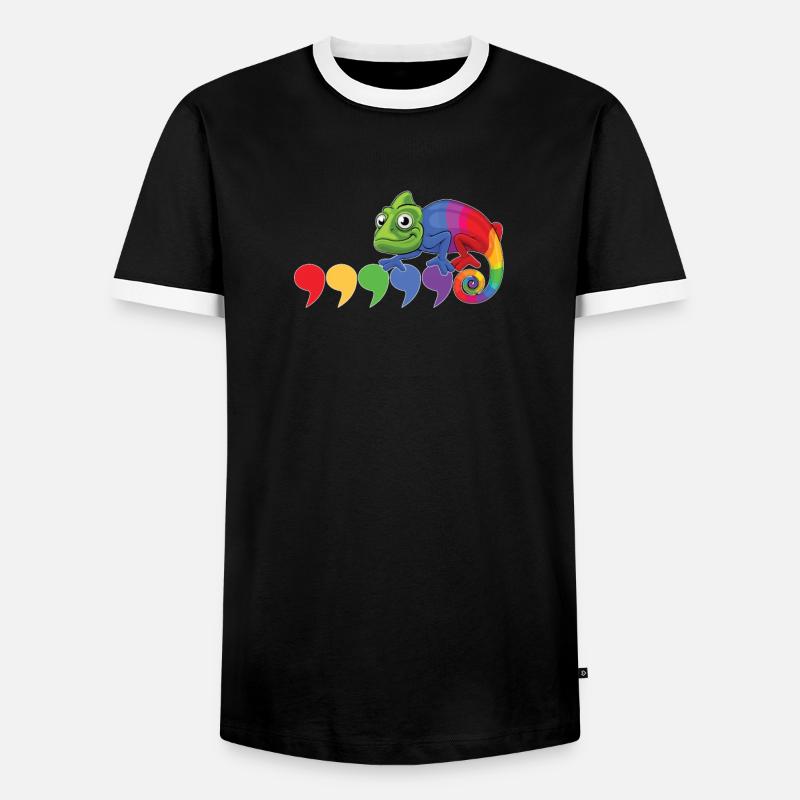 Chameleon comma - Men's Ringer Shirt - black/white