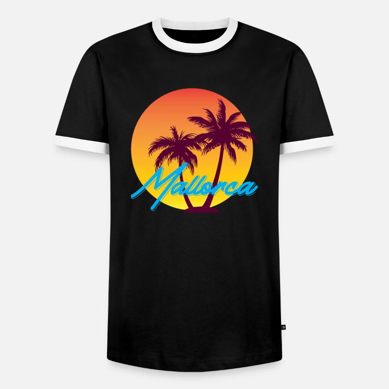 Mallorca - palm trees - Men's Ringer Shirt - black/white