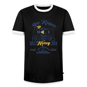 Bee Keepers Pollinators Honey Farmer Bottle Label - Men's Ringer Shirt - black/white - Front - AI Model Female 172 light (172cm) & AI Model Male 178 light (178cm)