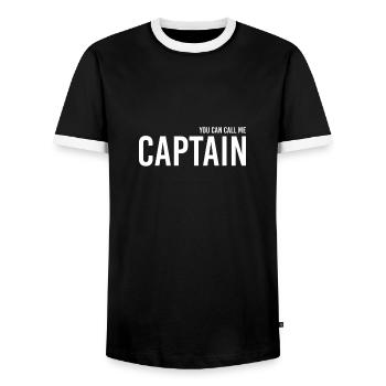 captain - Men's Ringer Shirt - black/white - Front - AI Model Female 172 light (172cm) & AI Model Male 178 light (178cm)