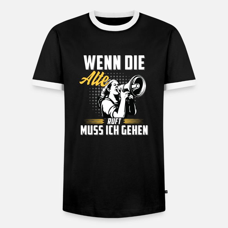 Arme Männer mit starker Ehefrau - Männer Kontrast-T-Shirt - Schwarz/Weiß