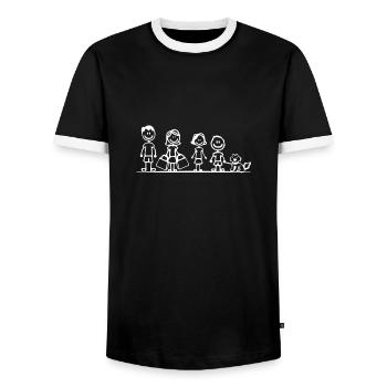 Famille avec chien - T-shirt contrasté Homme - noir/blanc - Devant - AI Model Female 172 light (172cm) & AI Model Male 178 light (178cm)