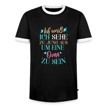 Ich weiß, ich sehe zu jung aus, um Oma zu sein - Männer Kontrast-T-Shirt - Schwarz/Weiß - Vorne - AI Model Female 172 light (172cm) & AI Model Male 178 light (178cm)