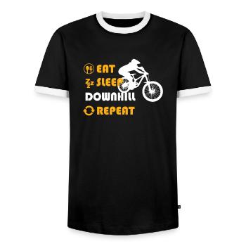 Downhill Graphic Tshirt - Männer Kontrast-T-Shirt - Schwarz/Weiß - Vorne - AI Model Female 172 light (172cm) & AI Model Male 178 light (178cm)