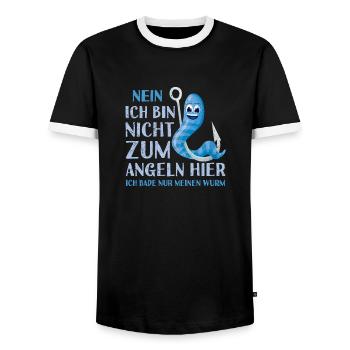 Angler - Männer Kontrast-T-Shirt - Schwarz/Weiß - Vorne - AI Model Female 172 light (172cm) & AI Model Male 178 light (178cm)