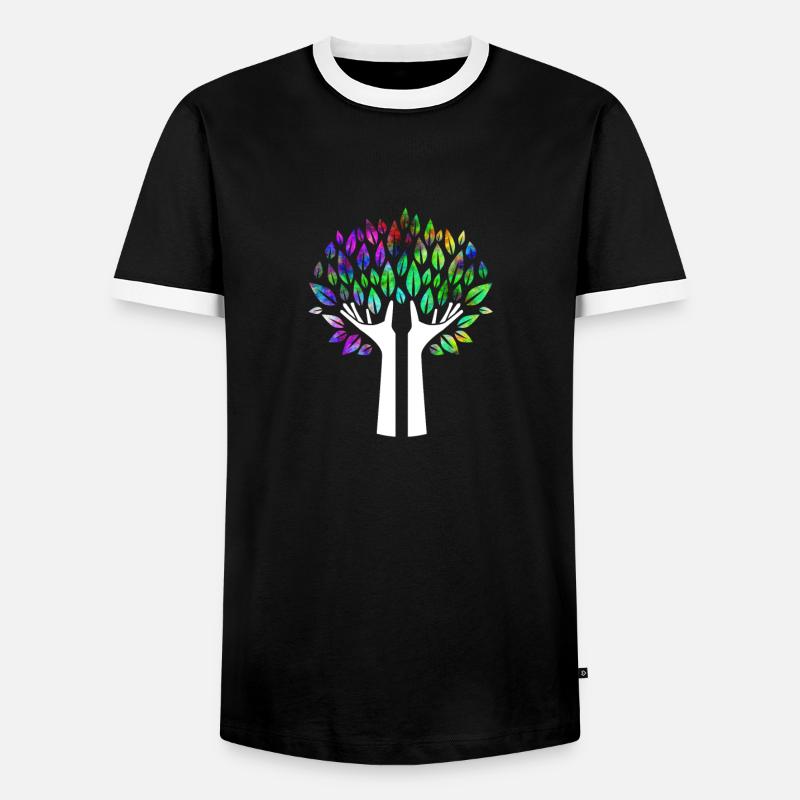 Hands tree psychedelic - Men's Ringer Shirt - black/white