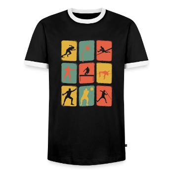 Athletics Vintage Retro Athletics - Men's Ringer Shirt - black/white - Front - AI Model Female 172 light (172cm) & AI Model Male 178 light (178cm)