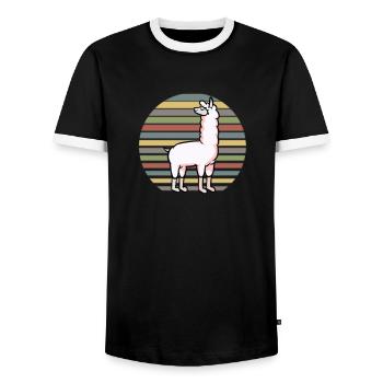 Lama - Männer Kontrast-T-Shirt - Schwarz/Weiß - Vorne - AI Model Female 172 light (172cm) & AI Model Male 178 light (178cm)