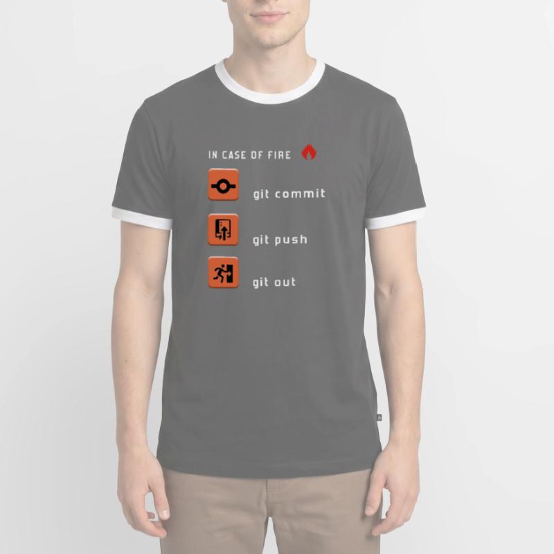 Git Commit Git Push Git Out T-shirt contrasté Homme